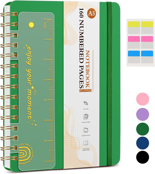 Green Hardcover Spiral Journal 160 Pages, College Ruled, 100GSM Paper