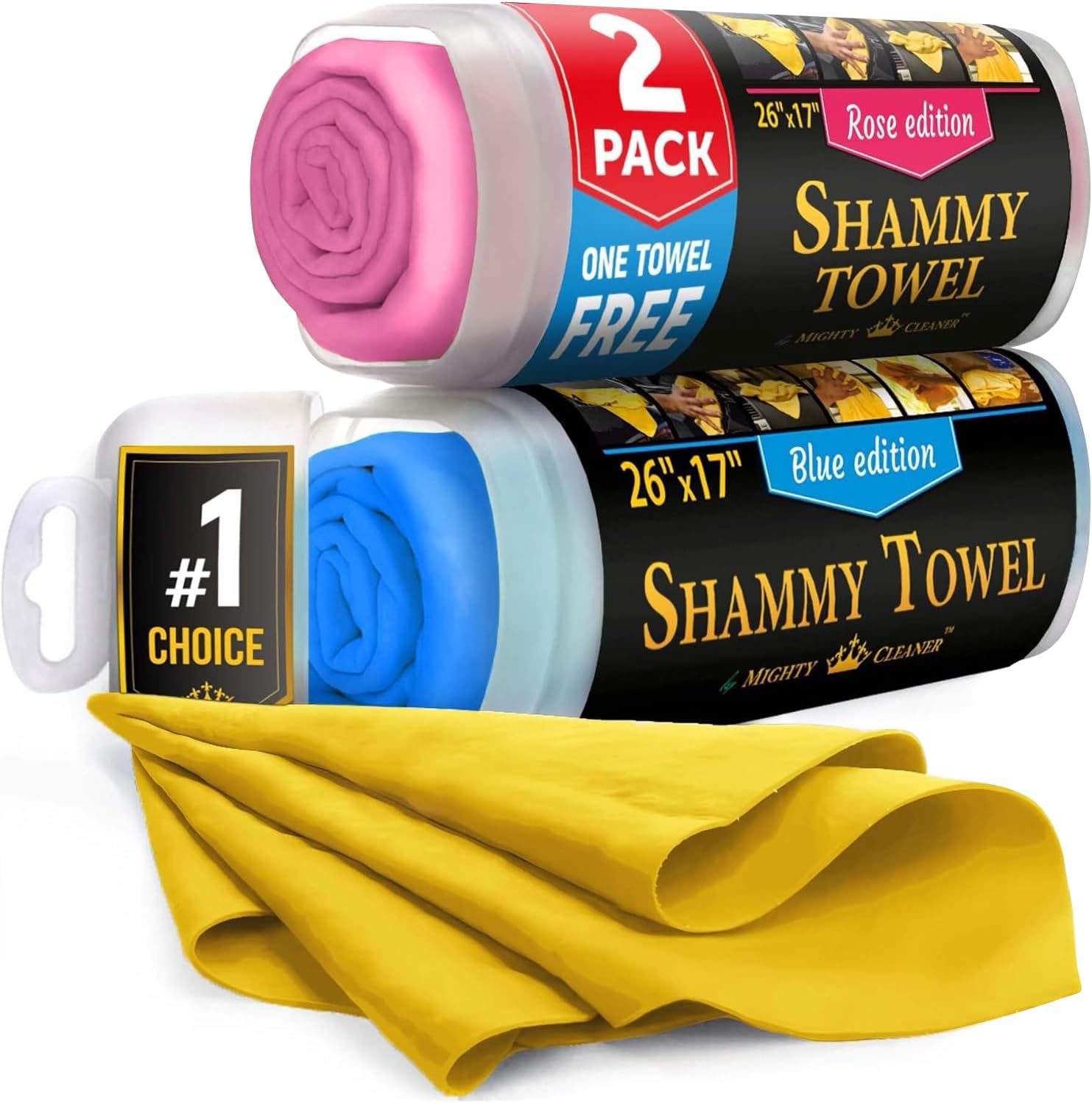 Super Absorbent Car Shammy Trio - Scratch-Free & Reusable! - 26x17 - Mighty Cleaner