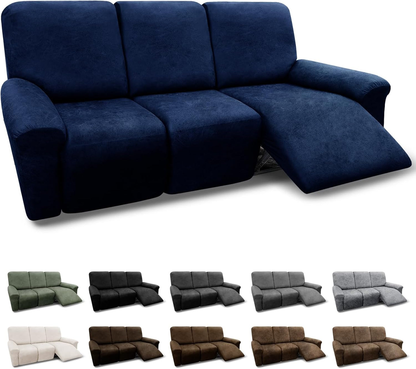 Couch Cover 8-Pieces Recliner Sofa Covers with Pockets Navy