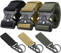 3-Pack Military Style Tactical Belts for Men - Quick-Release Metal