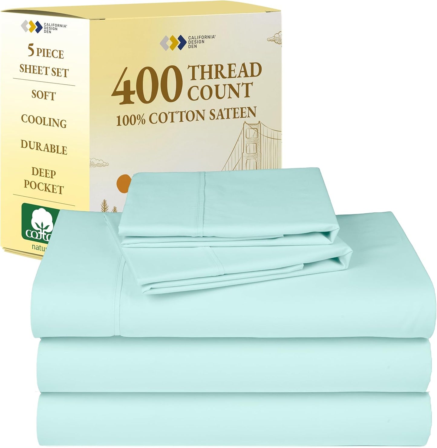 California Design Den Split King Sheets Set - Soft 400 Thread Count