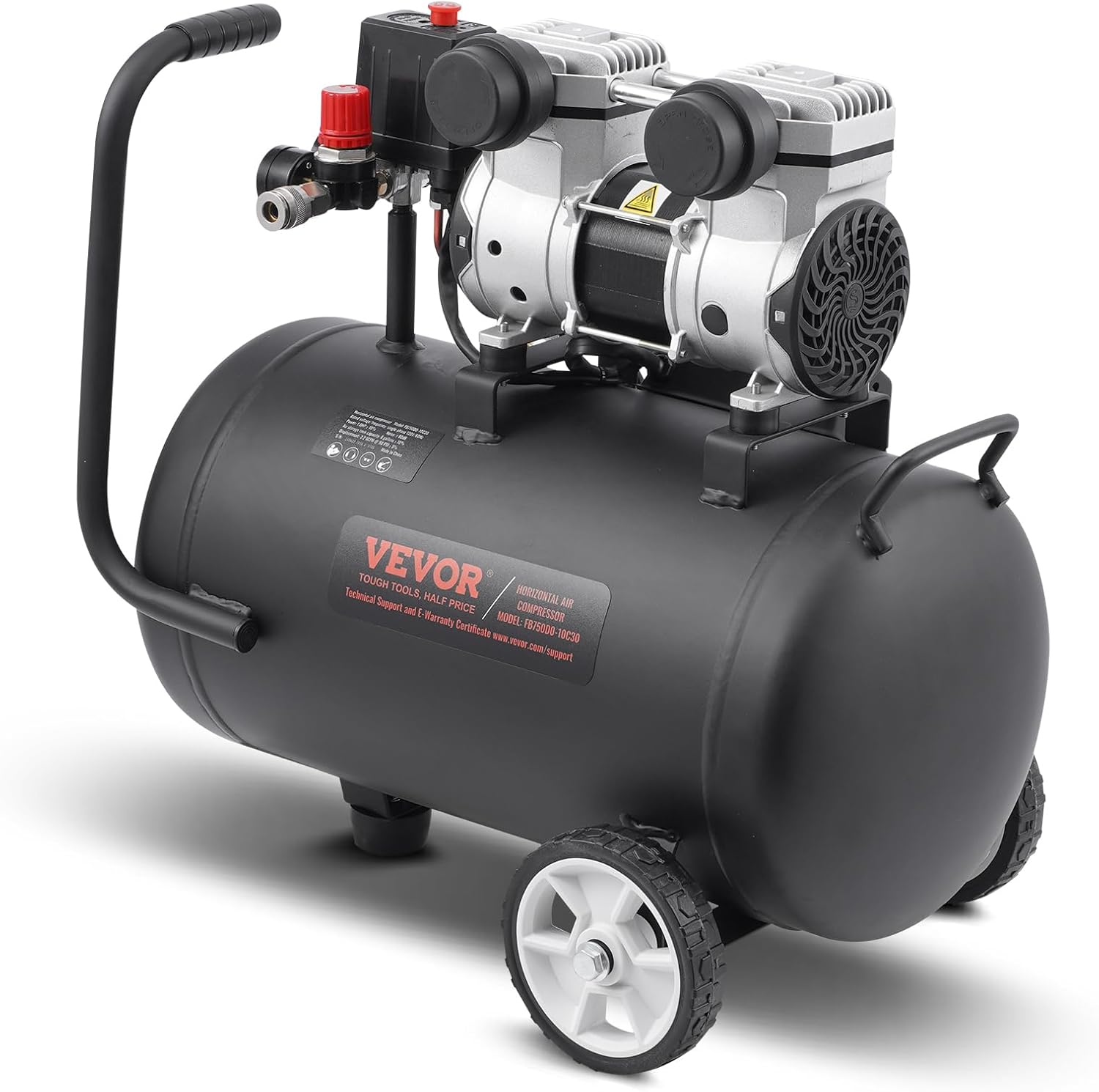 VEVOR 8 Gallon 1HP Oil-Free Air Compressor - Ultra Quiet for Auto Repair & Painting