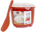 Microwave Rice Steamer Cooker 2.6L Red - Compact, Fast Meals