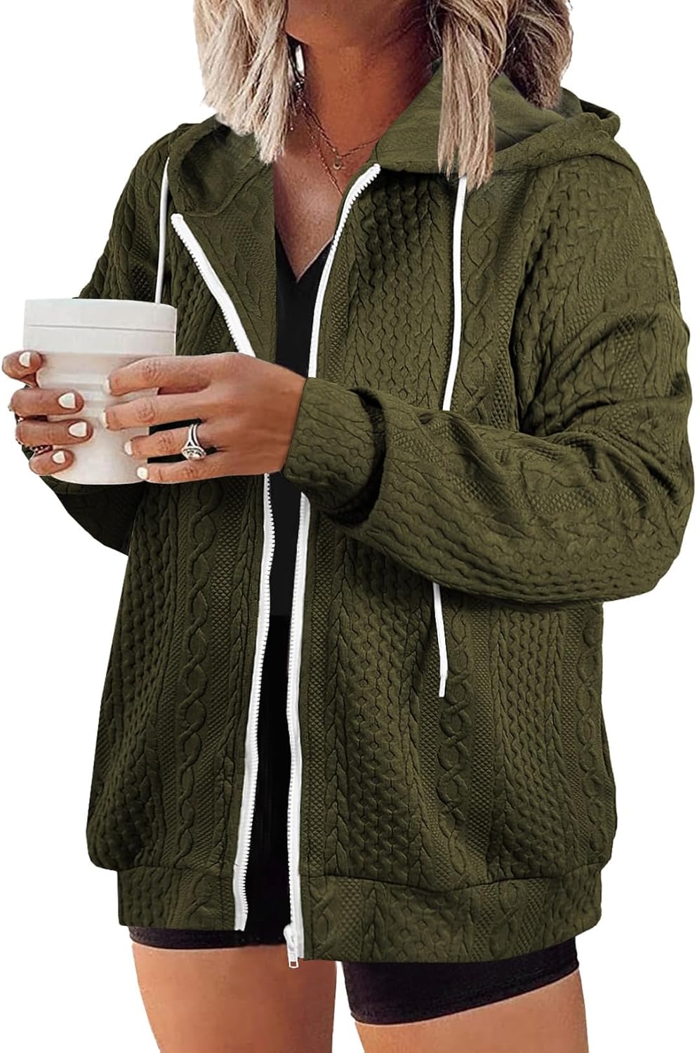 Eytino Plus Size Hoodies Sweatshirt Zip Up Jacket for Women