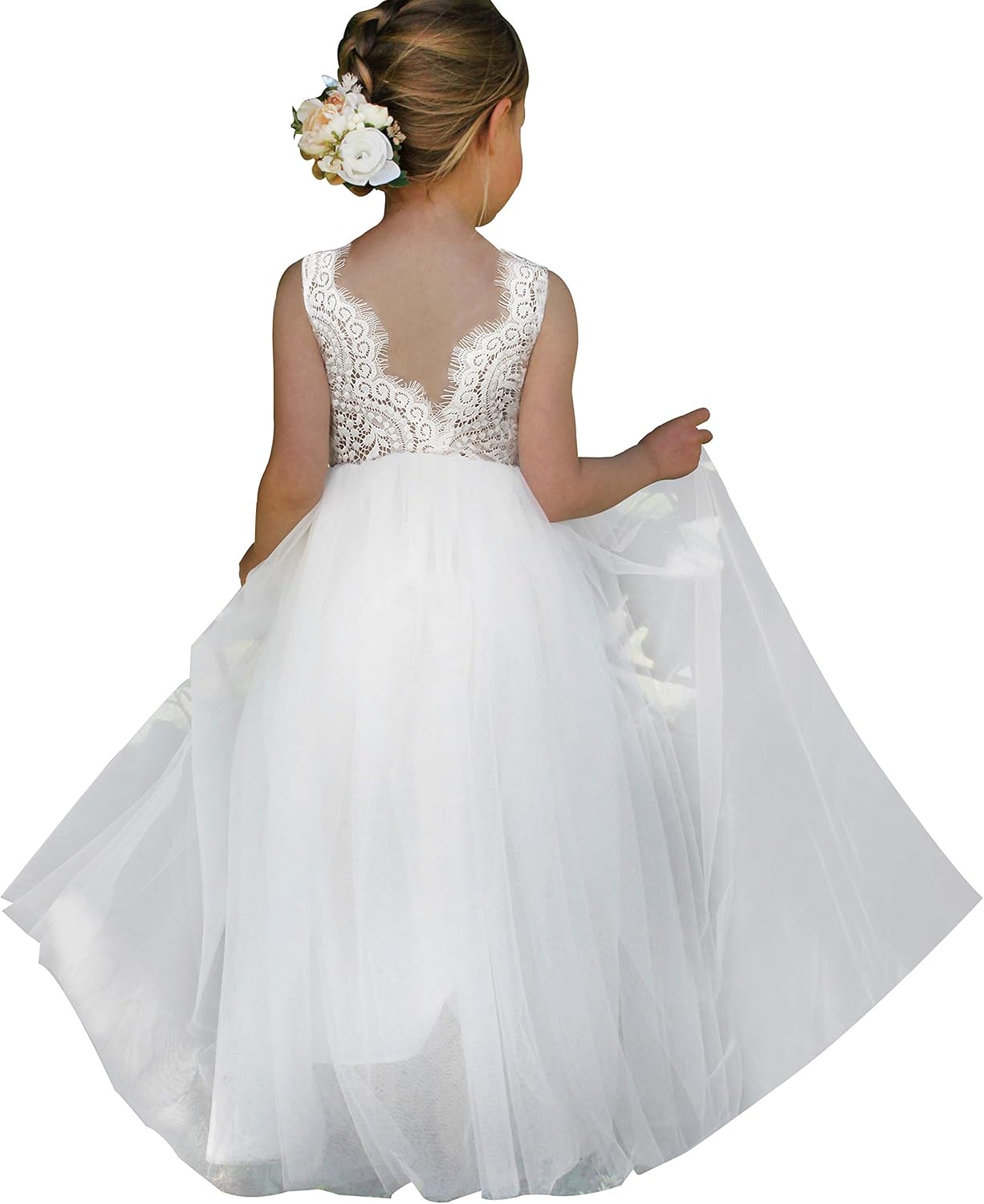 Topmaker Flower Girl Dress for Toddler Baby Girls - Lace Tulle