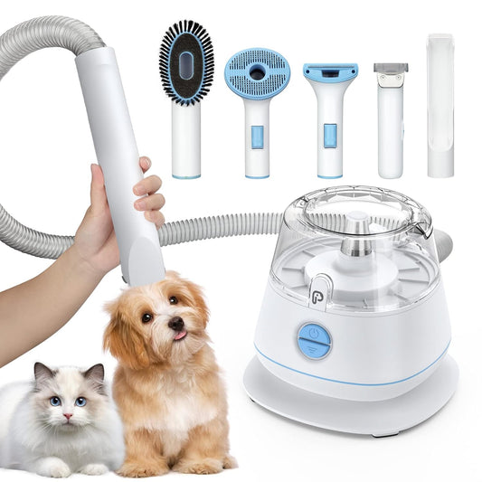 Low Noise Pet Hair Vacuum with 5 Grooming Tools