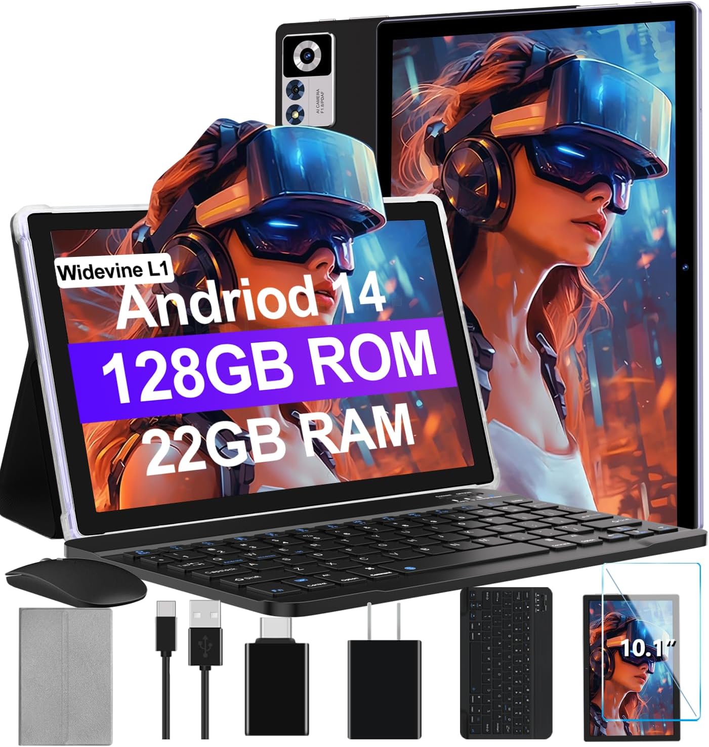 2025 Android 14 Tablet with 22GB RAM and 128GB ROM for All Needs