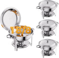 Silver 4 Pack Chafing Dishes for Buffet - Durable 6QT Round Set