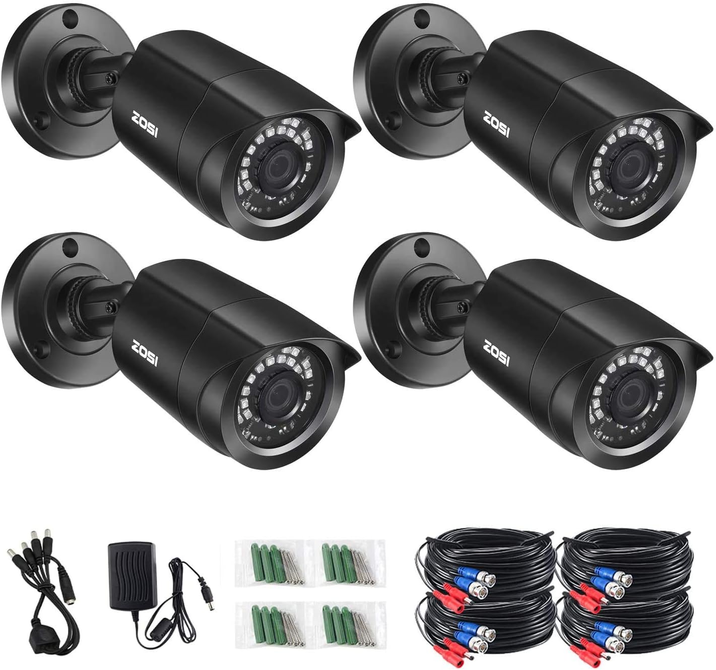 ZOSI 4 Pack 1080P 2.0MP Outdoor Indoor CCTV Security Cameras