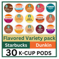 Flavored Starbucks & Dunkin Variety Pack K Cup Sampler - 30 Count
