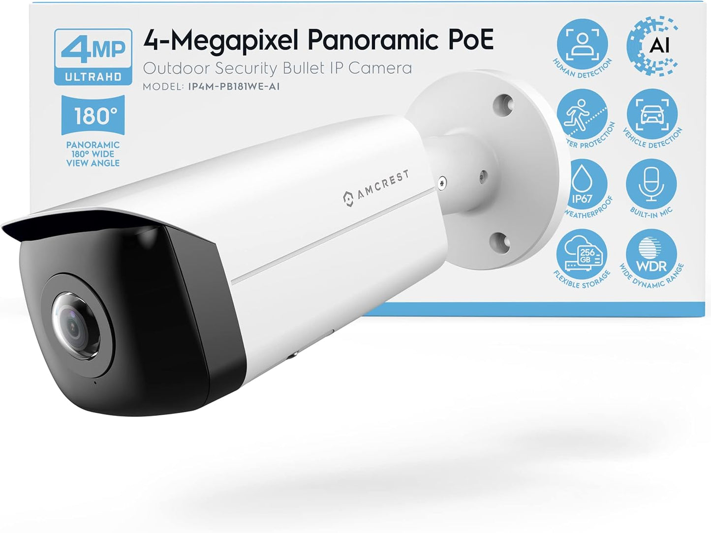 Amcrest Panoramic IP POE Camera with 180 Degree View and Nightvision
