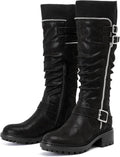 Women's Knee High Slouchy Boots Low Heel Comfort - Riding Style
