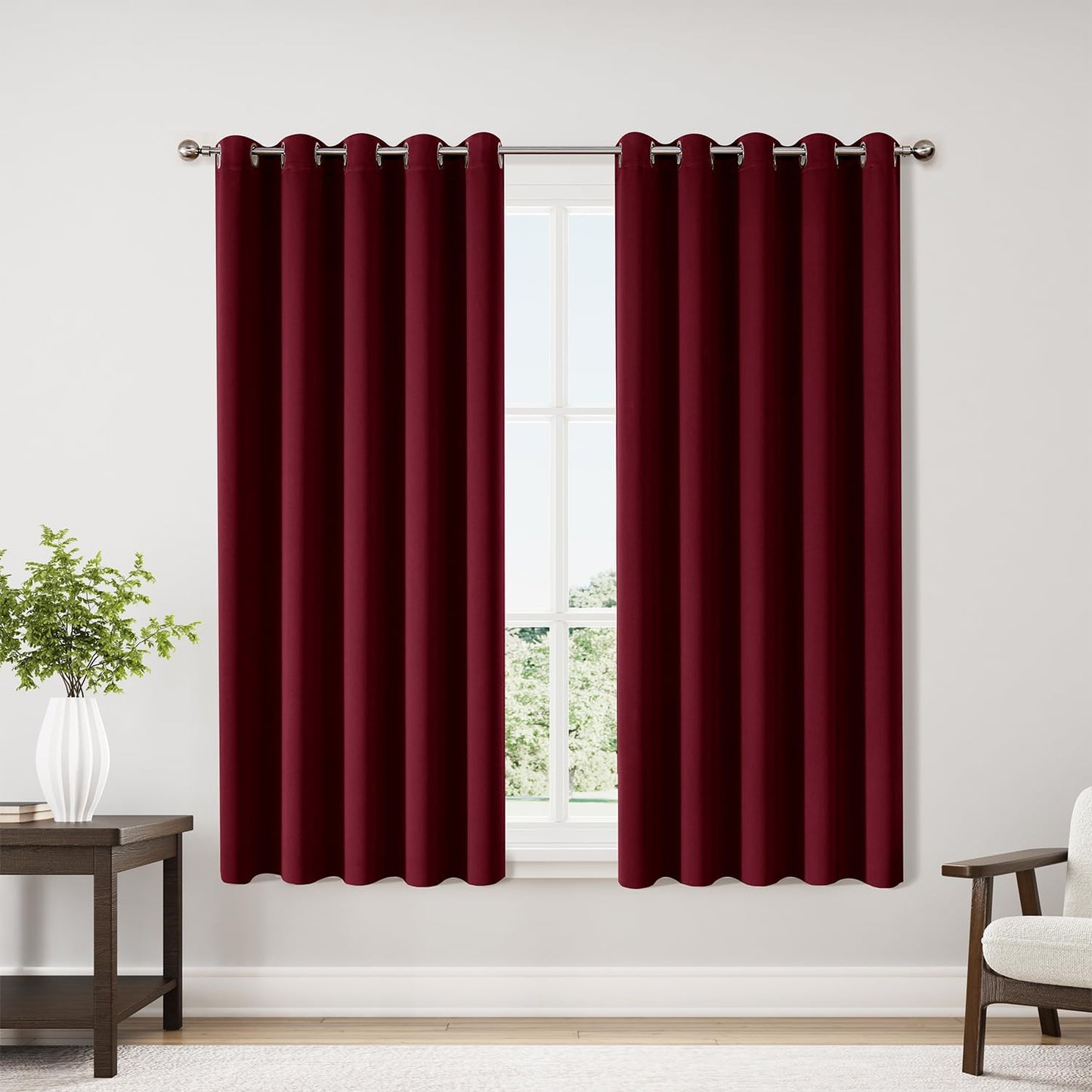 ChrisDowa Burgundyout Curtains - Thermal Insulated Room Darkening