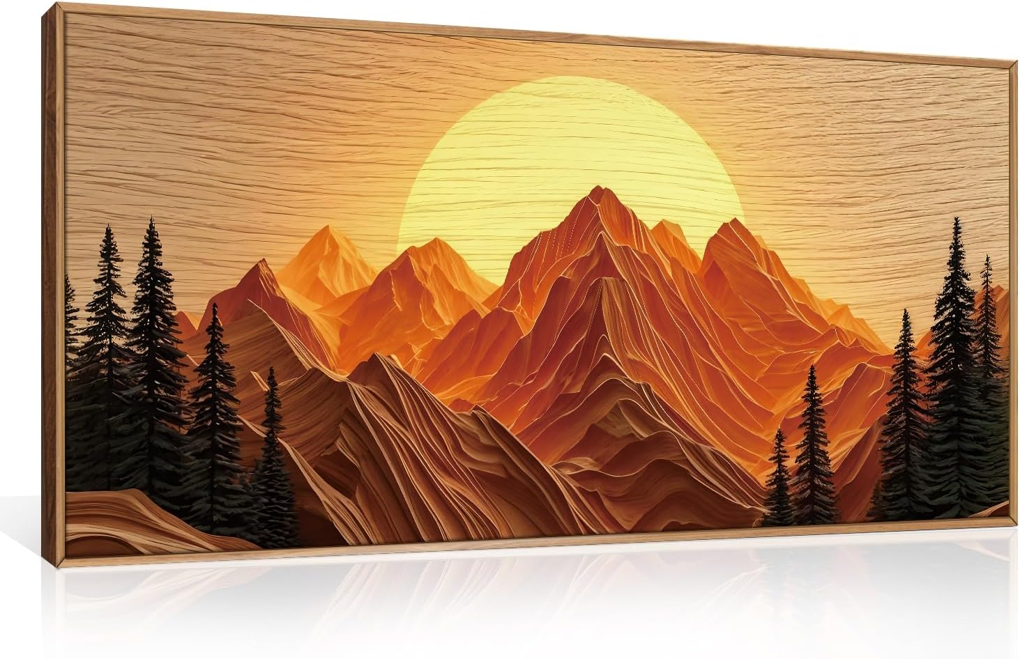 Large Mountain Framed Canvas Wall Art Set for Modern Decor
