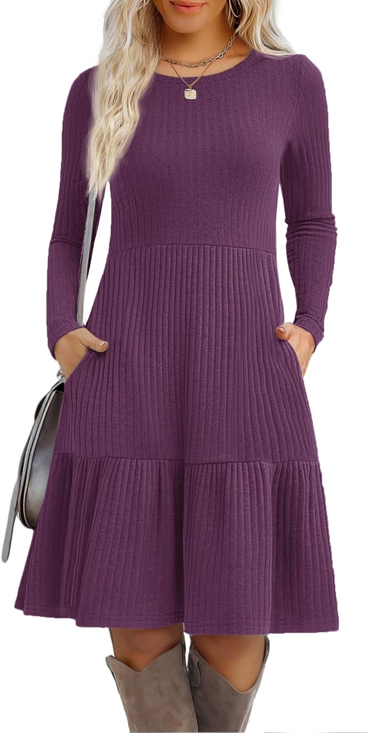 Zeagoo Womens Long Sleeve Fall Dresses with Pockets for Style