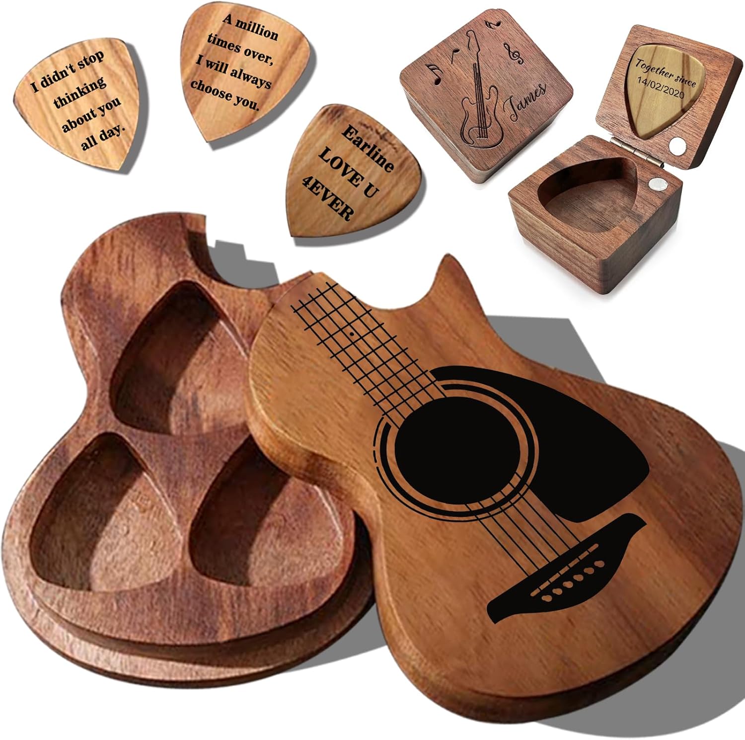 Personalized Wooden Guitar Picks Set