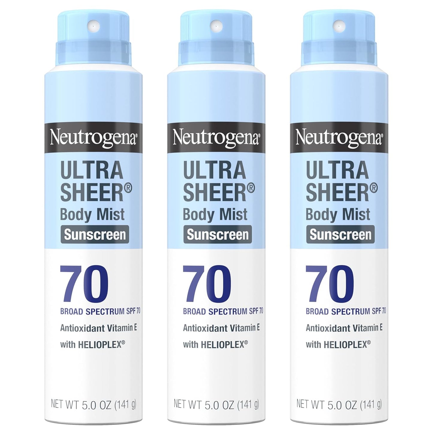 Neutrogena Ultra Sheer Body Mist Sunscreen Spray SPF 70, 3 Pack
