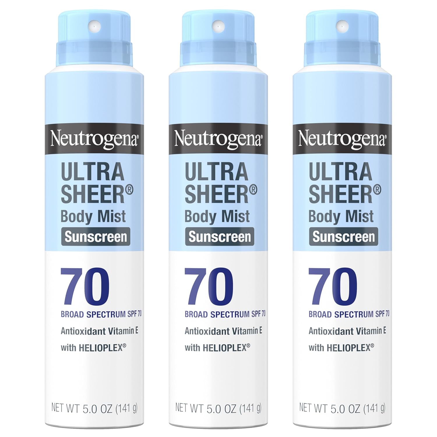 Neutrogena Ultra Sheer Body Mist Sunscreen Spray SPF 70, 3 Pack