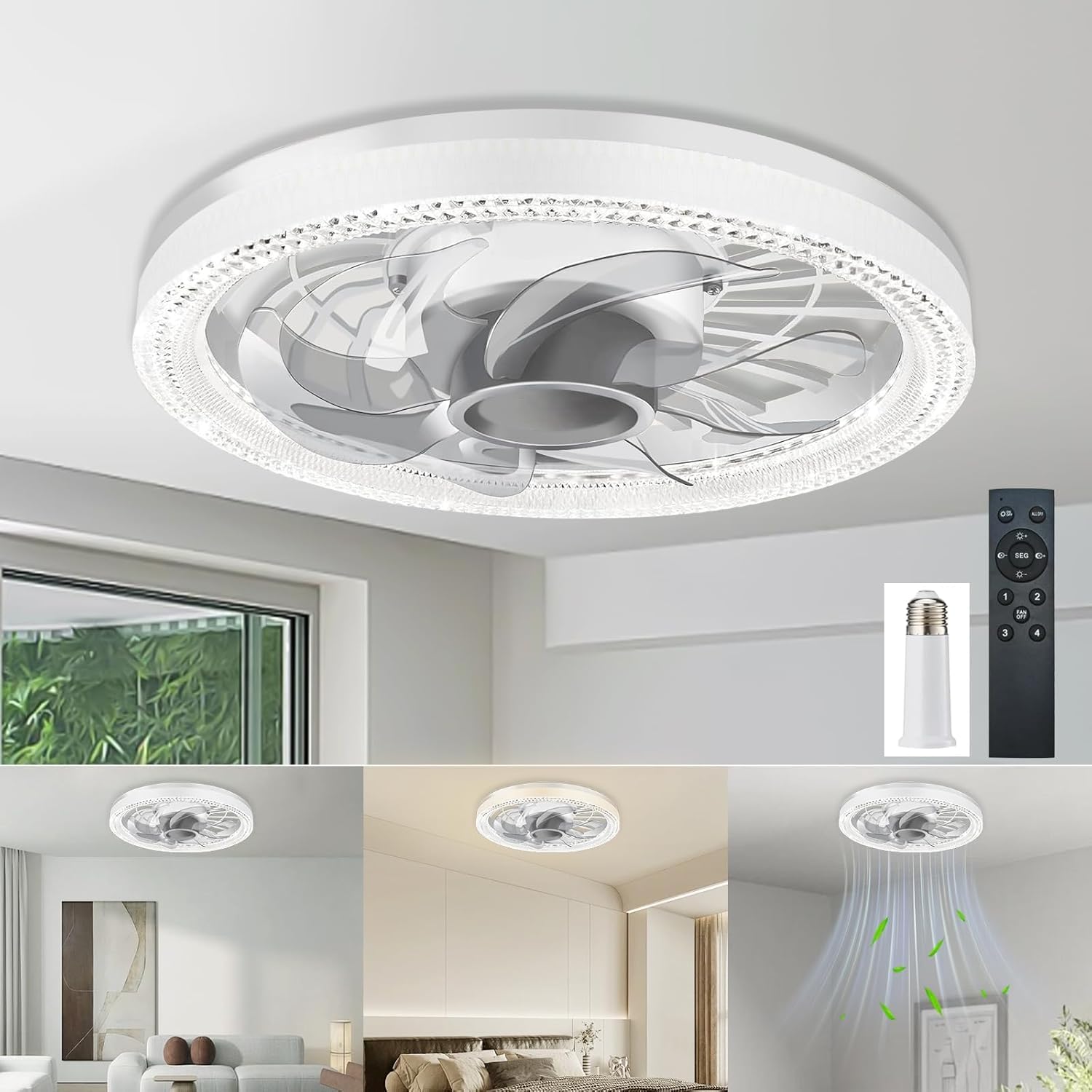 Ceiling Fan Light with Remote Control for Home Use and More
