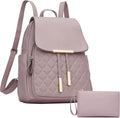 Quilted Leather Backpack Purse for Women in Y-Pink - Lightweight
