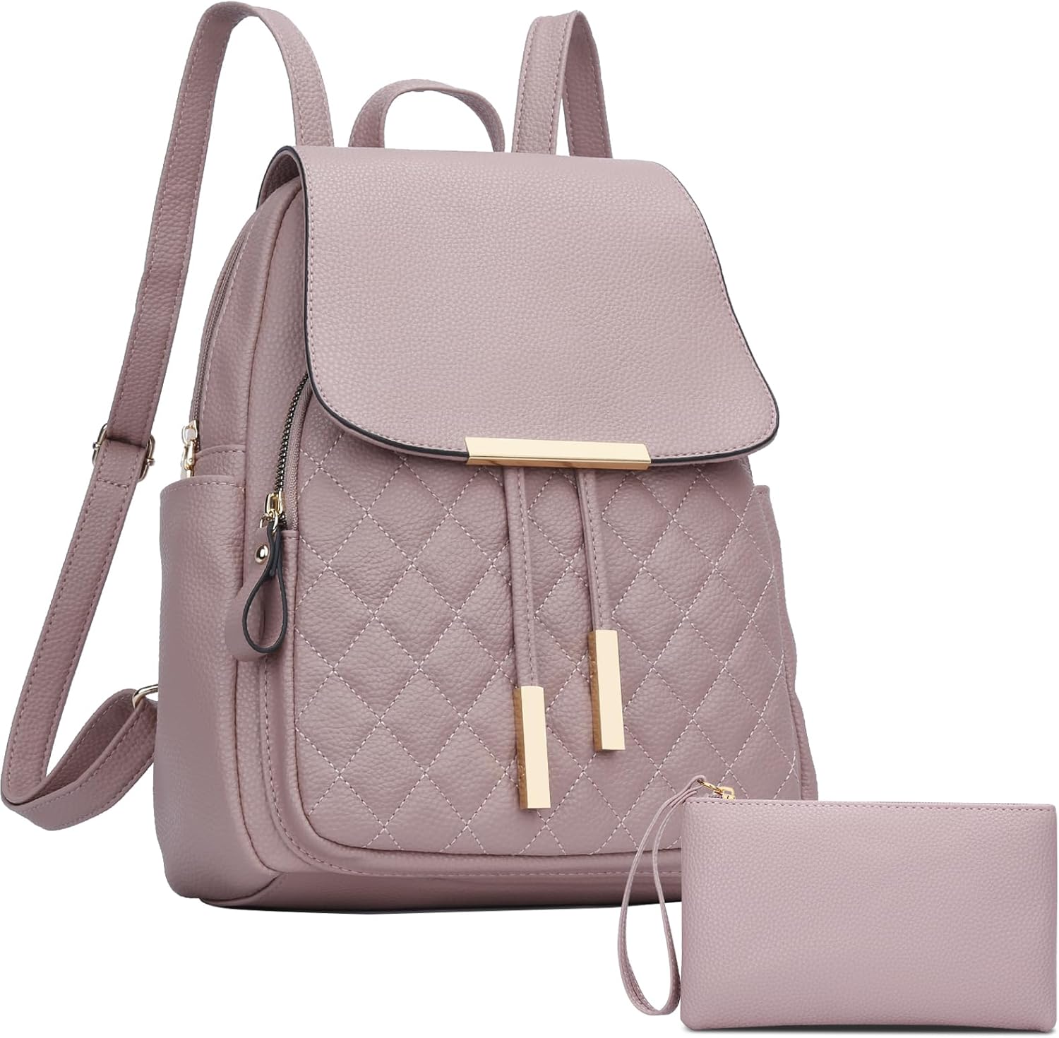 KKXIU Quilted Trendy Leather Backpack Purse for Women Travel