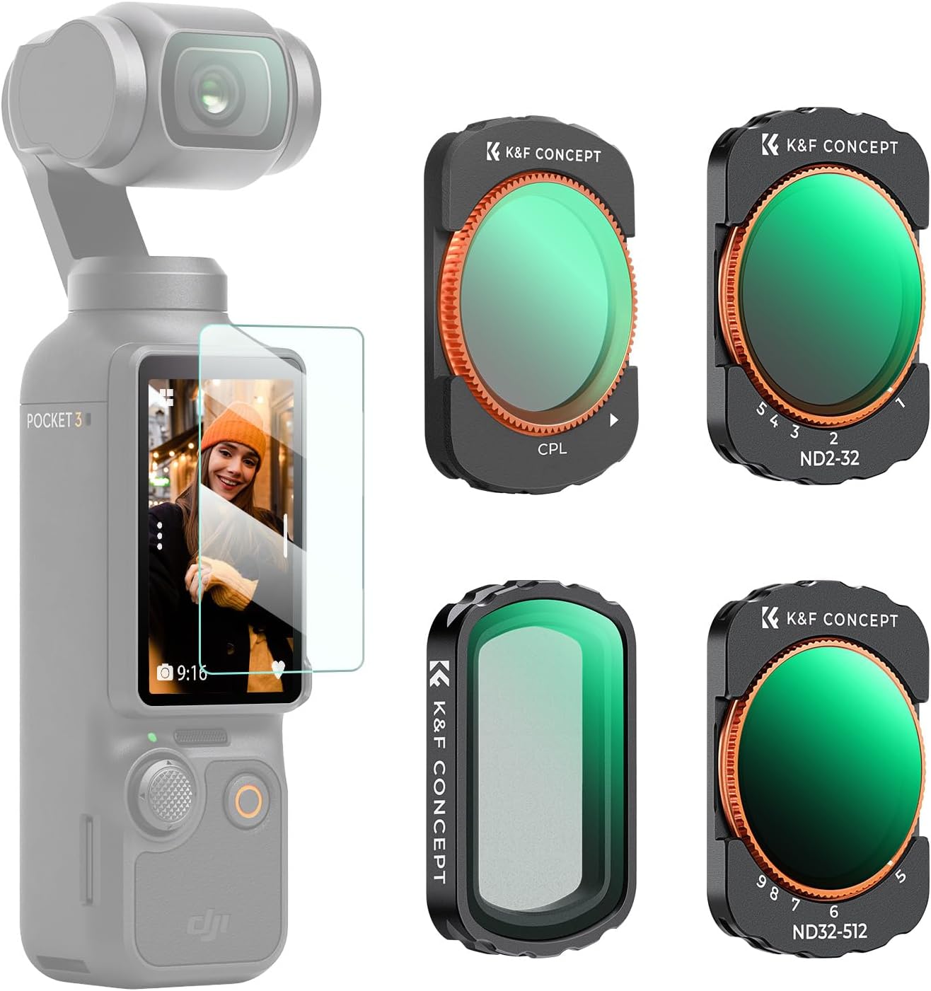 K&F Concept Magnetic ND&CPL Filter Set for DJI Osmo Pocket 3