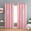 Melodieux Stars Pink Blackout Curtains 63 in Length - Star Cut-Out