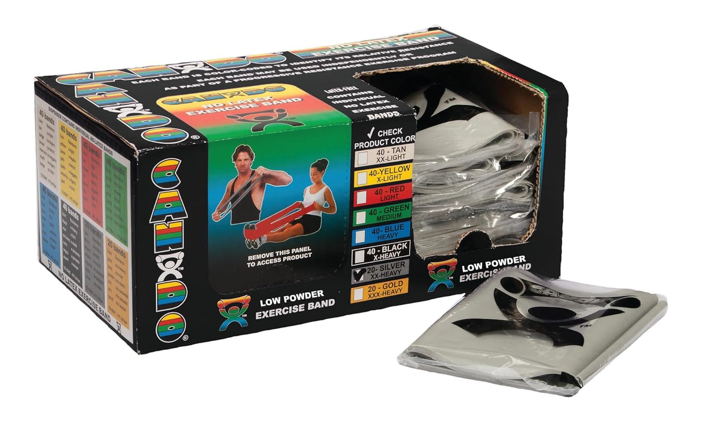 CanDo Singles Low Powder Exercise Band for Strength Training