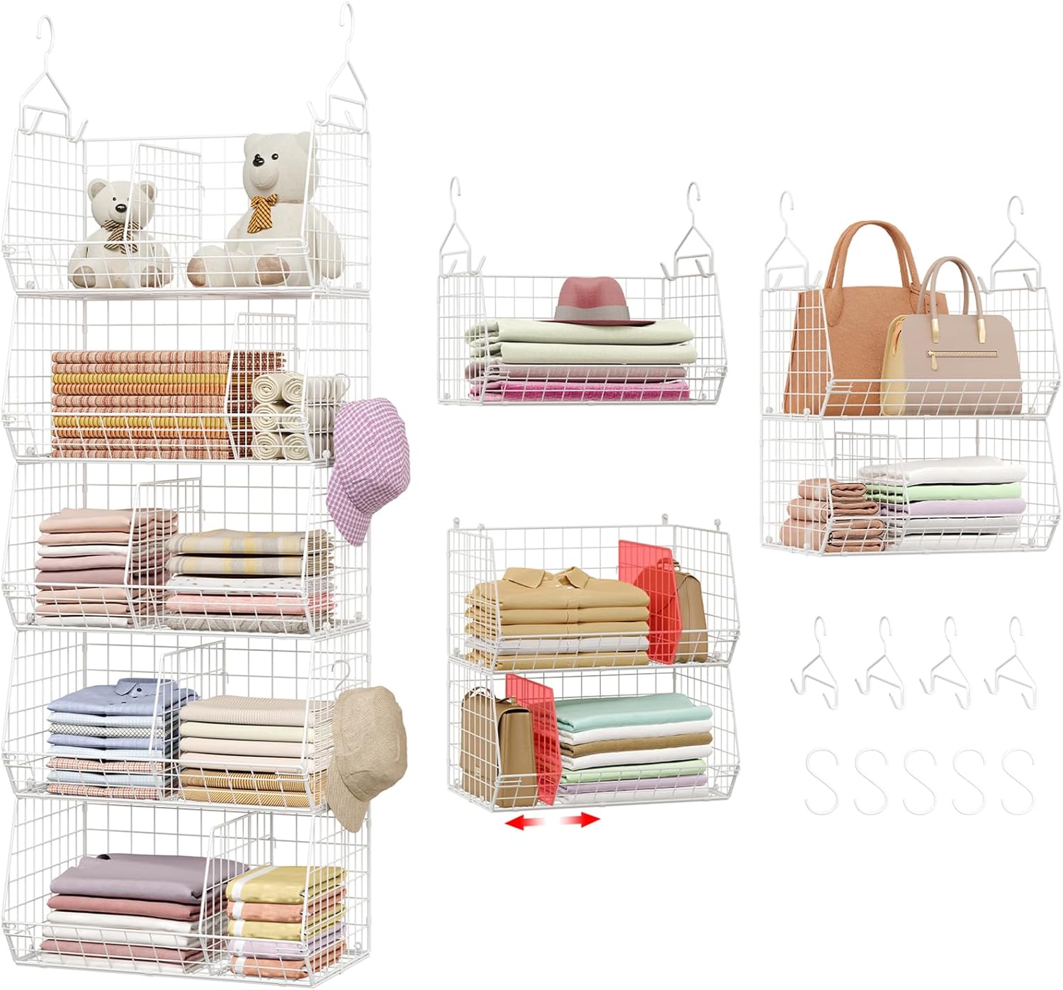 5 Tier Extra Large Closet Hanging Shelves for Ultimate Storage