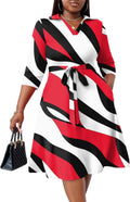 FANDEE Plus Size Midi Dress for Women - Vibrant Printed V Neck Midi