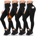 FULLSOFT Fleece Lined Leggings with Pockets - Warm High Waisted Fit