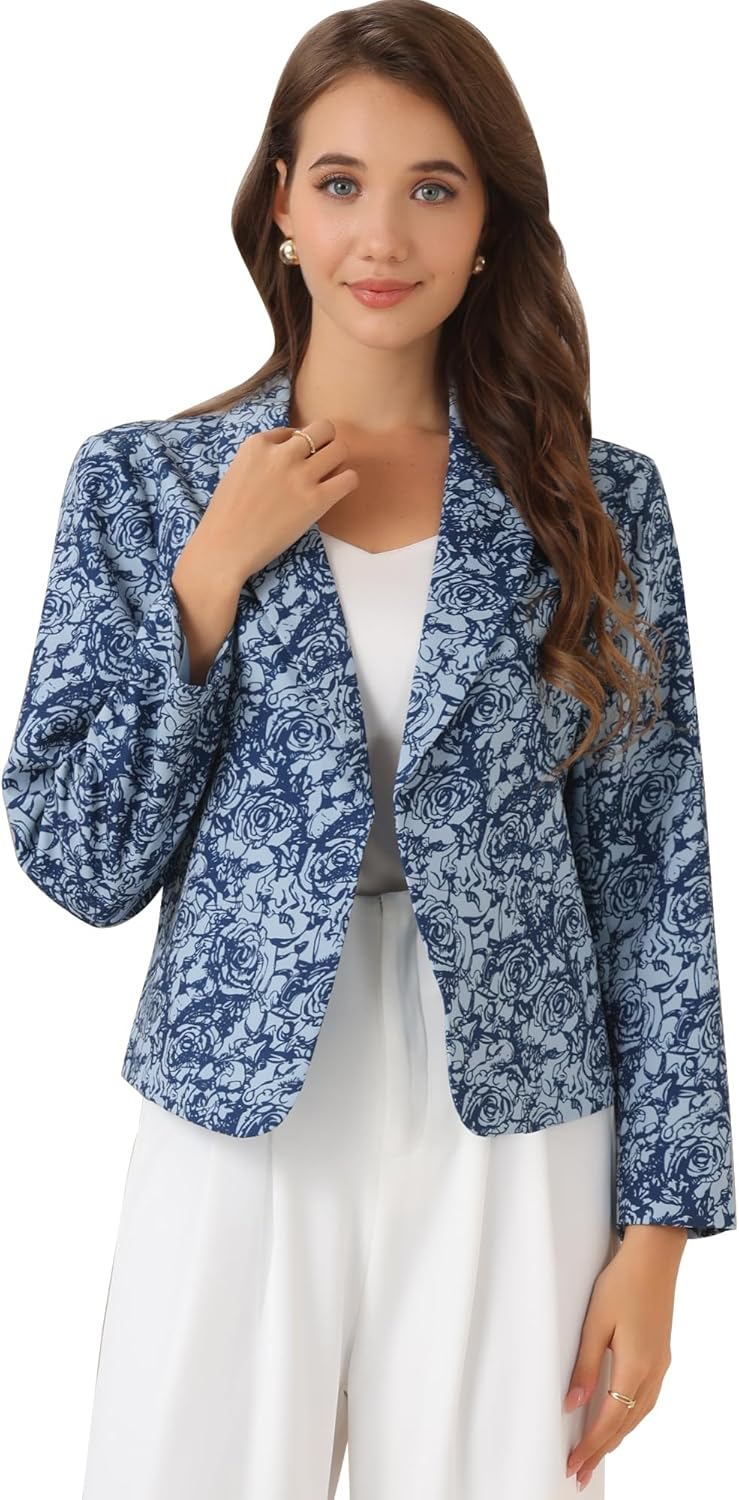 Allegra K Women's Open Front Blazer for Office and Casual Wear