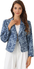 Allegra K Women's Open Front Crop Blazer - Lightweight (Style QZ3Y)