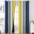 Estelar Textiler Navy Blue and Yellow Ombre Blackout Curtains 90 in