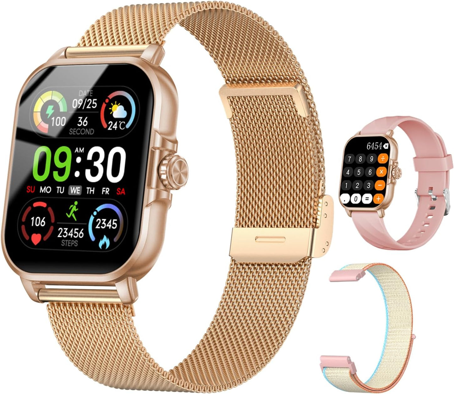 Smart Fitness Tracker with AI Voice | 24/7 Heart Rate Monitor | Rose Gold