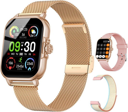 Smart Fitness Tracker with AI Voice | 24/7 Heart Rate Monitor | Rose Gold