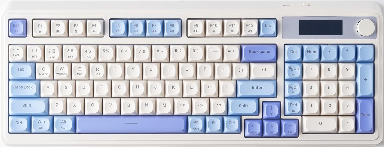 AULA S99 Pro Gaming Keyboard - Smart Screen, Custom RGB, Mechanical Feel - Purple