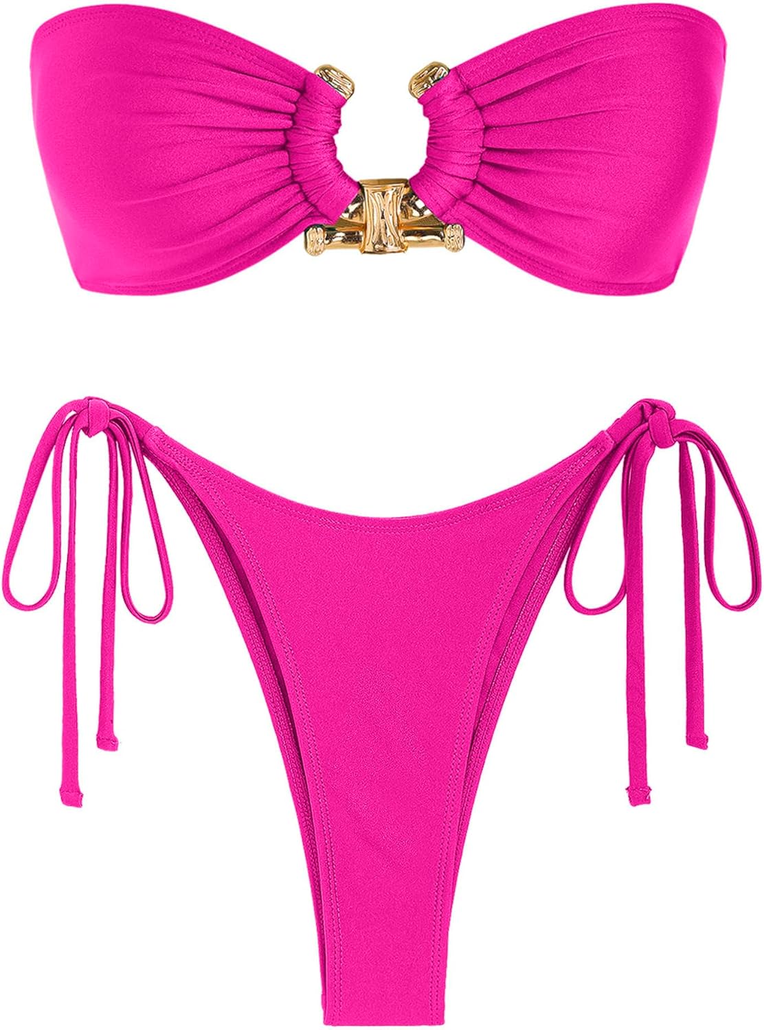 ZAFUL Metal Ring Bandeau Bikini Set for Stylish Beach Days