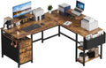 66 Lufeiya L-Shaped Gaming Desk w/ File Cabinet