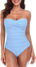 RELLECIGA Women's Tummy Control One Piece Swimsuit Bandeau Strapless