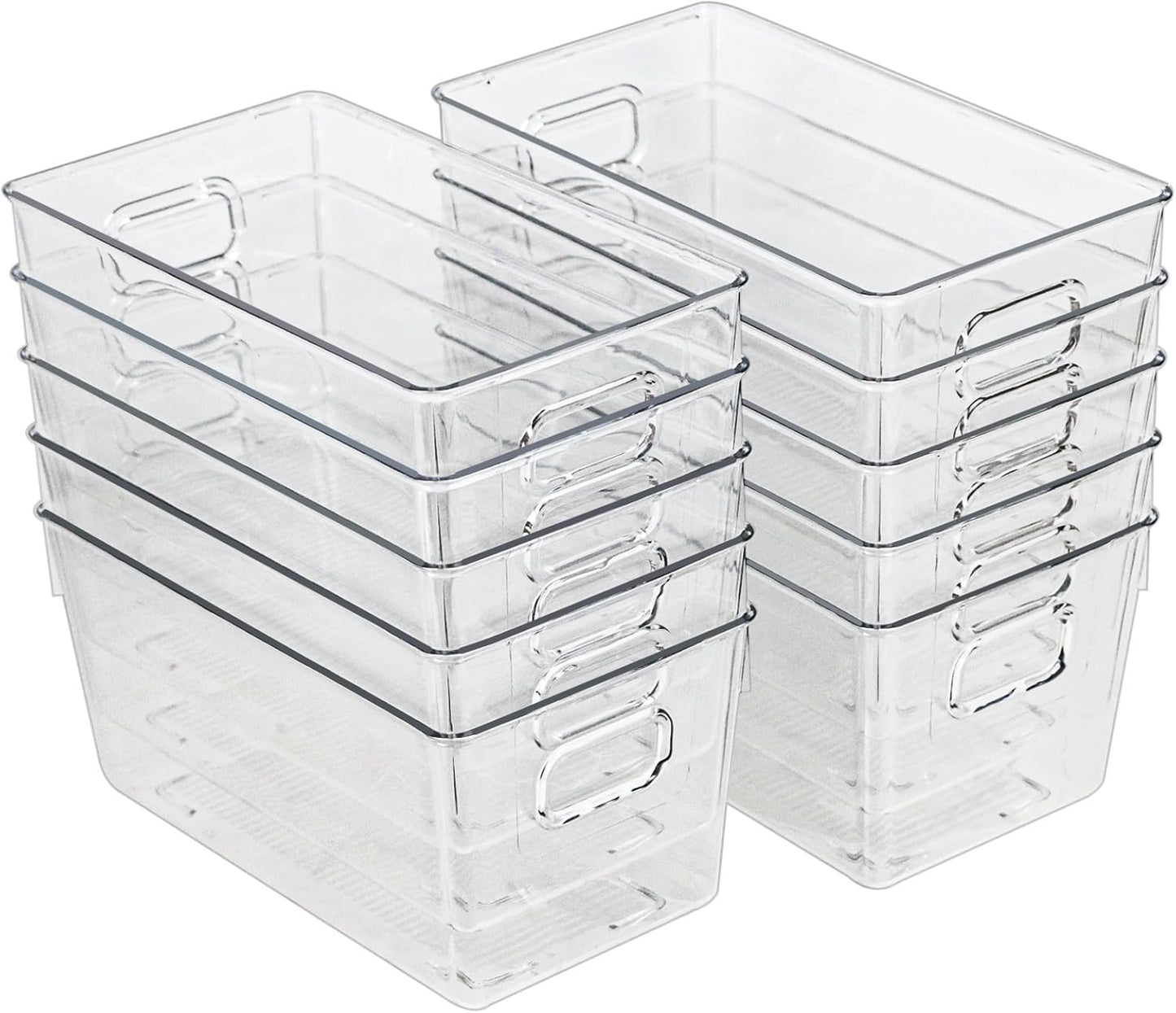 10 Pack Clear Storage Bins for Kitchen Pantry Organization