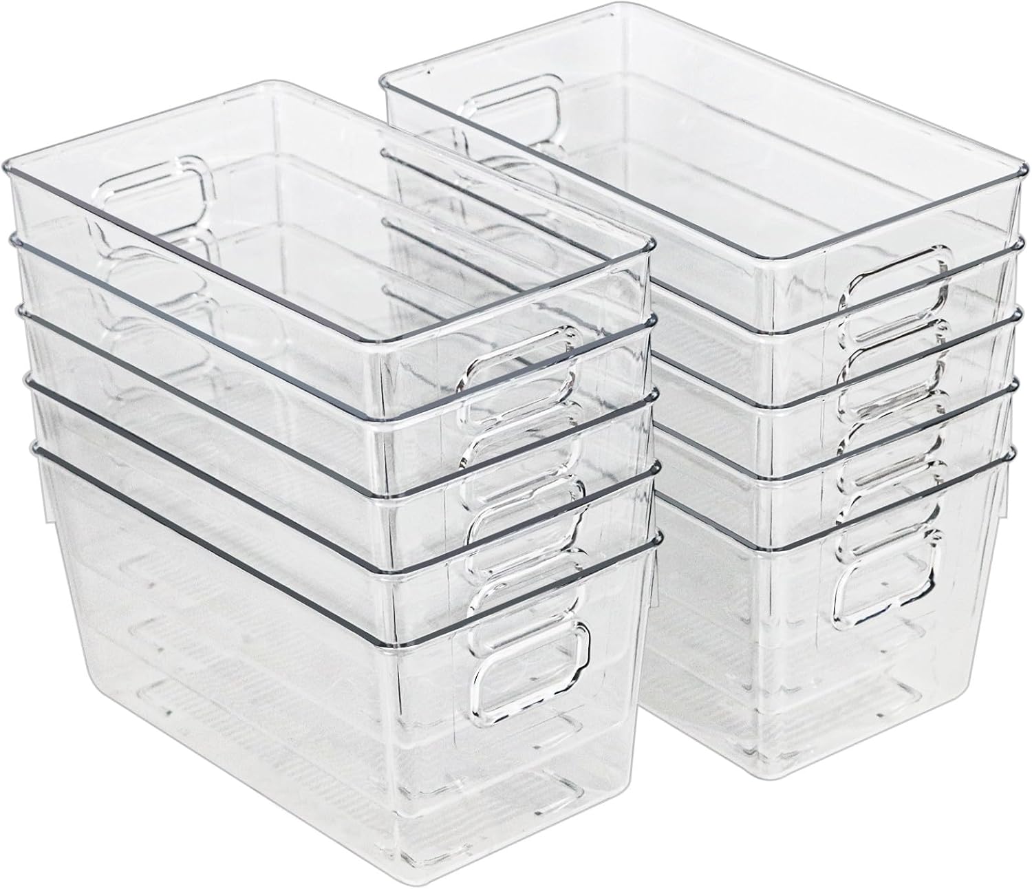 10 Pack Clear Storage Bins for Kitchen Pantry Organization