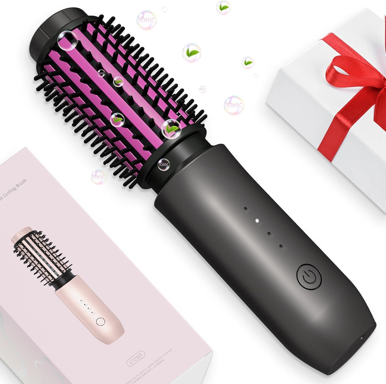 Mini Cordless Curling Iron Brush for Effortless Hair Styling