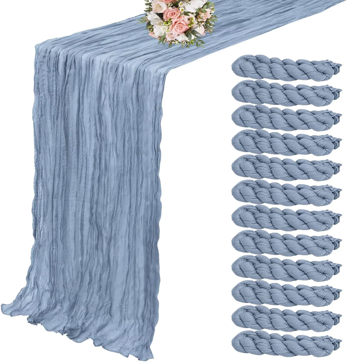 12 Pack Dusty Blue Cheesecloth Table Runner for Elegant Events