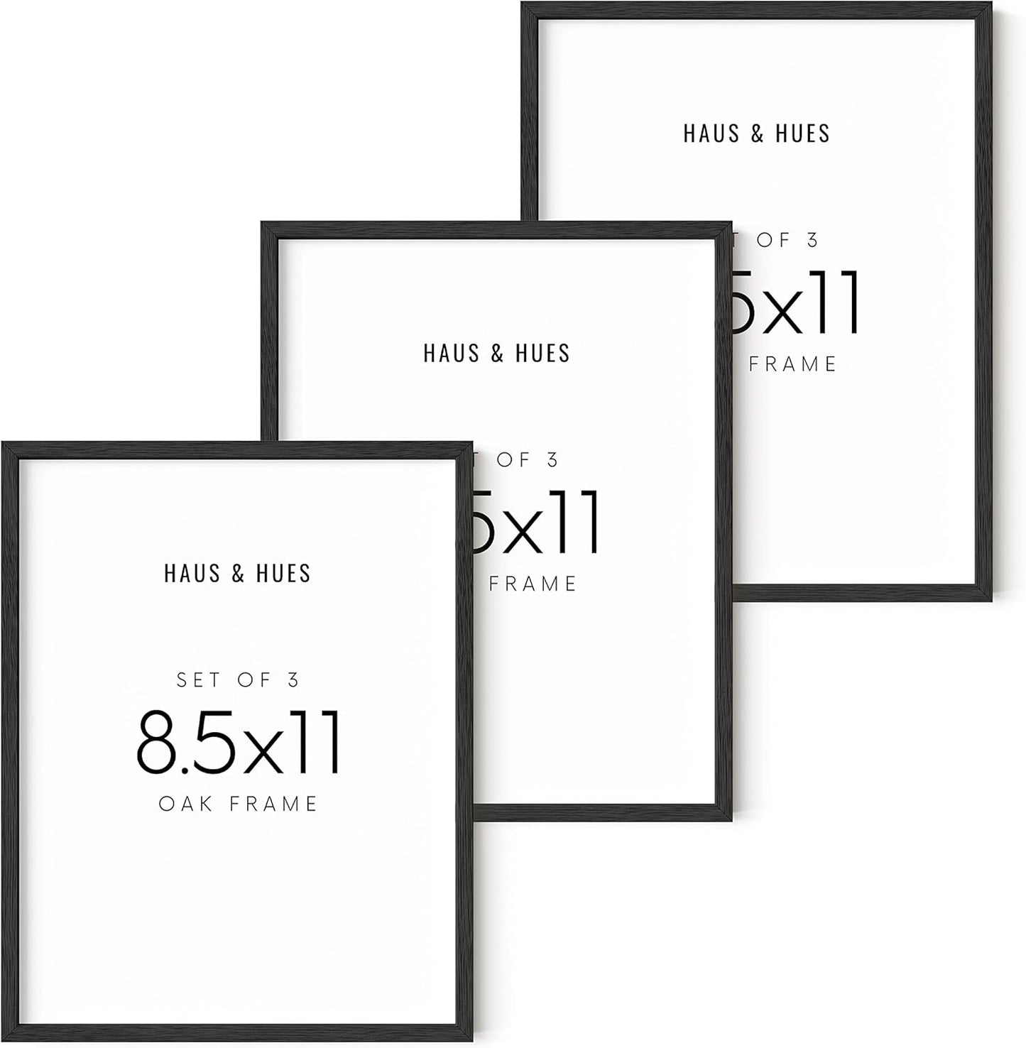Stylish Black 8.5 x 11 Picture Frames Set of 3 for Art Display