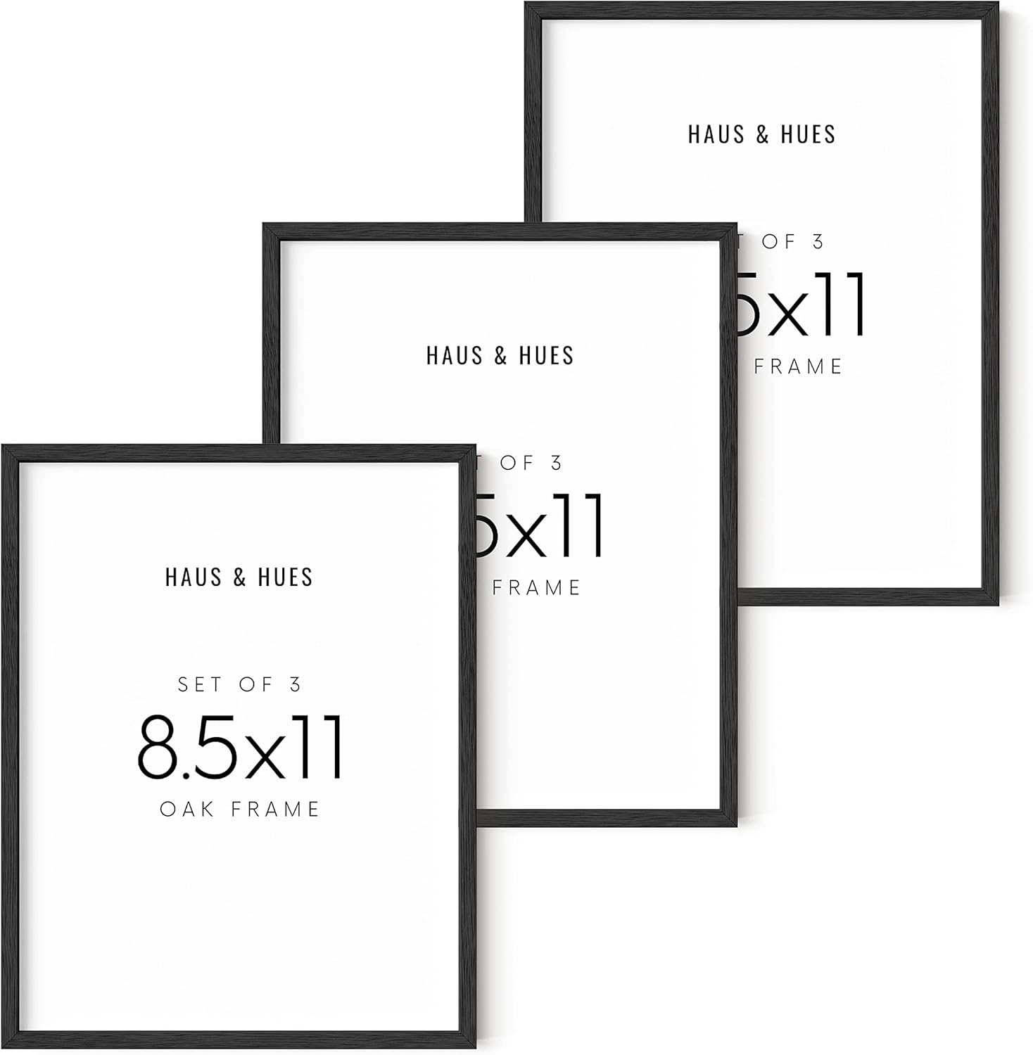 Stylish Black 8.5 x 11 Picture Frames Set of 3 for Art Display
