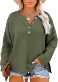 Eytino Womens Plus Size Sweaters Button Henley Pullover - Lightweight