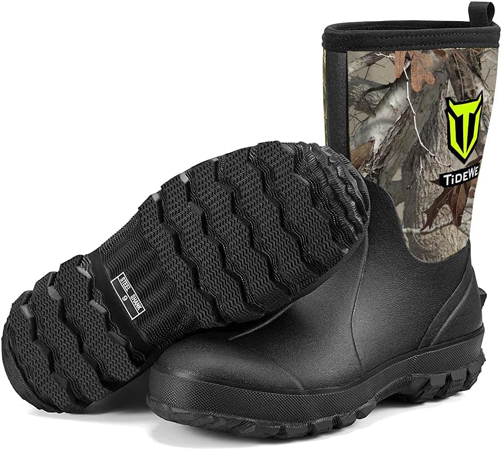 TIDEWE Rubber Boots for Men - Insulated Waterproof Hunting Gear