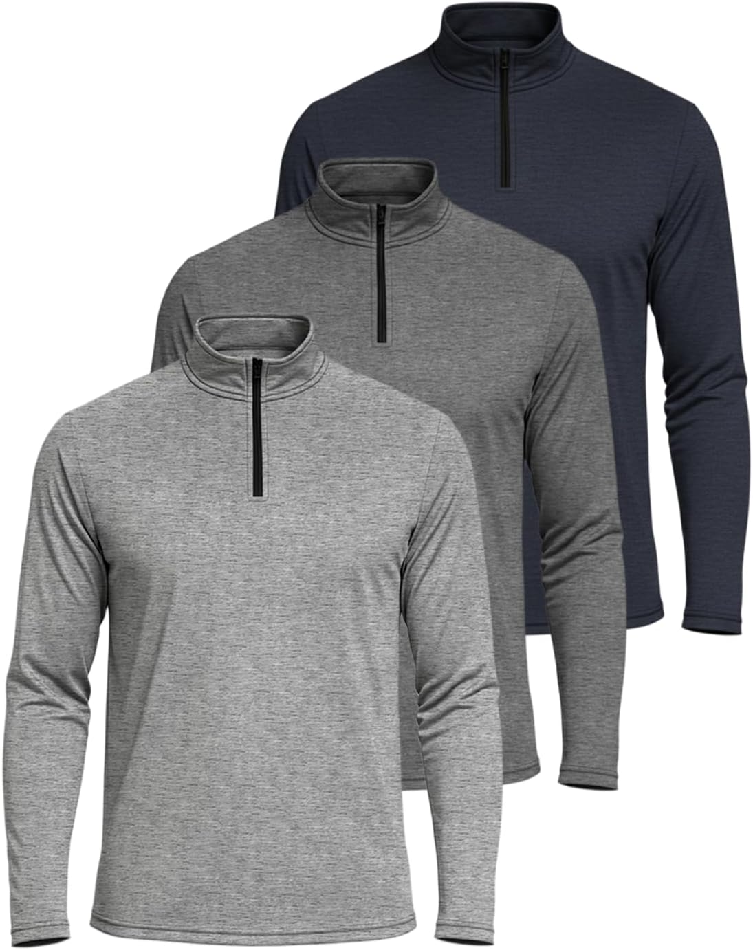 Real Essentials Men's Dry-Fit Quarter Zip Pullover 3 Pack