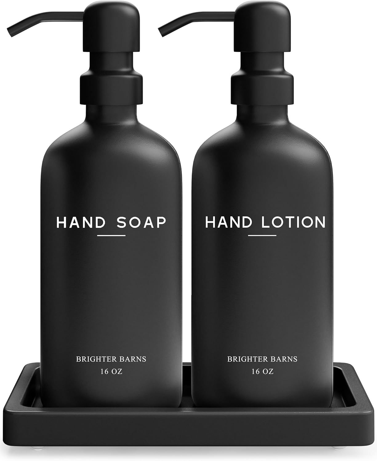 Black Glass Soap and Lotion Dispenser Set for Modern Decor